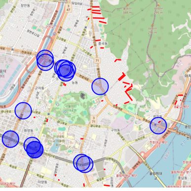 ⑥ 열선 기설치 구역 제외 + 사고 다발 구역 교차